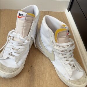 Nike White High-Top Sneakers with Cream Accents